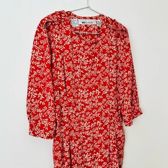 Vintage Ms Chaus Floral Print Shirt Dress Midi Button Front - Picture 6 of 8